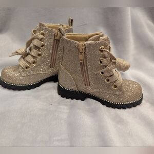 NWOT Baby Girl Rachel Zoe Gold Glitter Zip Up Boots Size 6T